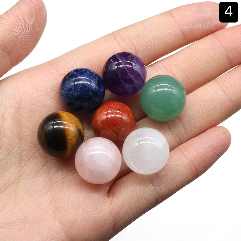 12mm16mm20mm round ball set natural crystal agate colorful stone round ball set 7 pieces