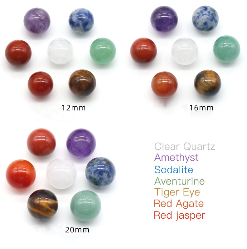 12mm16mm20mm round ball set natural crystal agate colorful stone round ball set 7 pieces