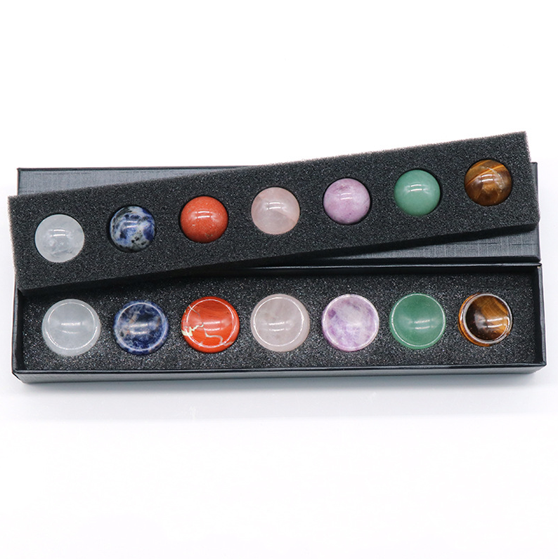 Small ball base 14-piece set Natural crystal base 20mm ball set Colorful Chakra home decoration