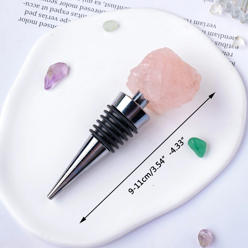 Natural Stone Crystal Red Wine Stopper Stainless Steel Raw Stone Rose Quartz Kitchenware Healing Reiki Gem Bar Accessories