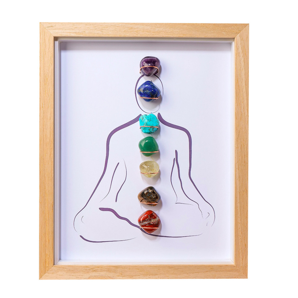 Natural crystal rolling stone photo frame ornaments yoga stone creative home desktop decoration