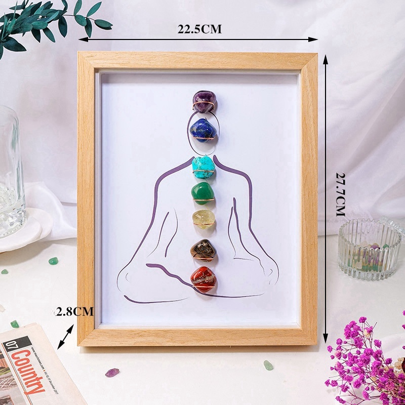 Natural crystal rolling stone photo frame ornaments yoga stone creative home desktop decoration