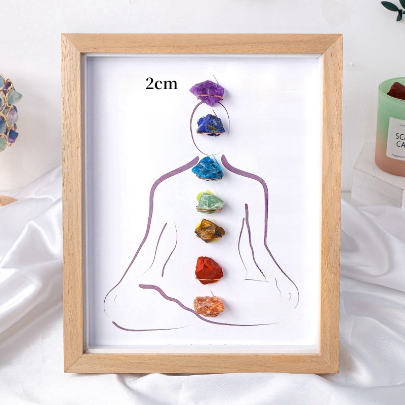 Natural crystal rolling stone photo frame ornaments yoga stone creative home desktop decoration
