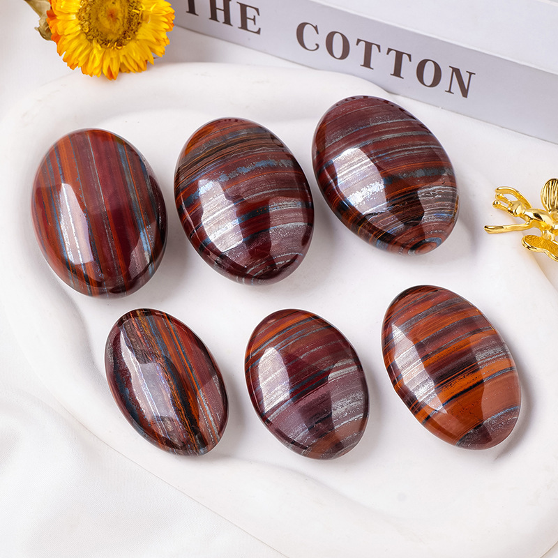Natural crystal red iron tiger eye stone play raw stone polished hematite cat's eye stone hot compress stone
