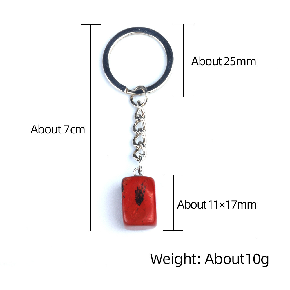 Natural crystal colored stone irregular 16mm rectangular keychain DIY crystal gem pendant