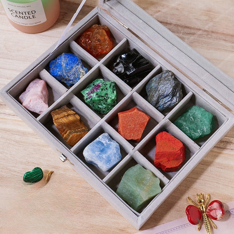 Natural crystal rough stone rolling stone set irregular agate ore specimen student science teaching gift