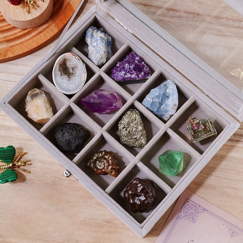 Natural crystal rough stone rolling stone set irregular agate ore specimen student science teaching gift
