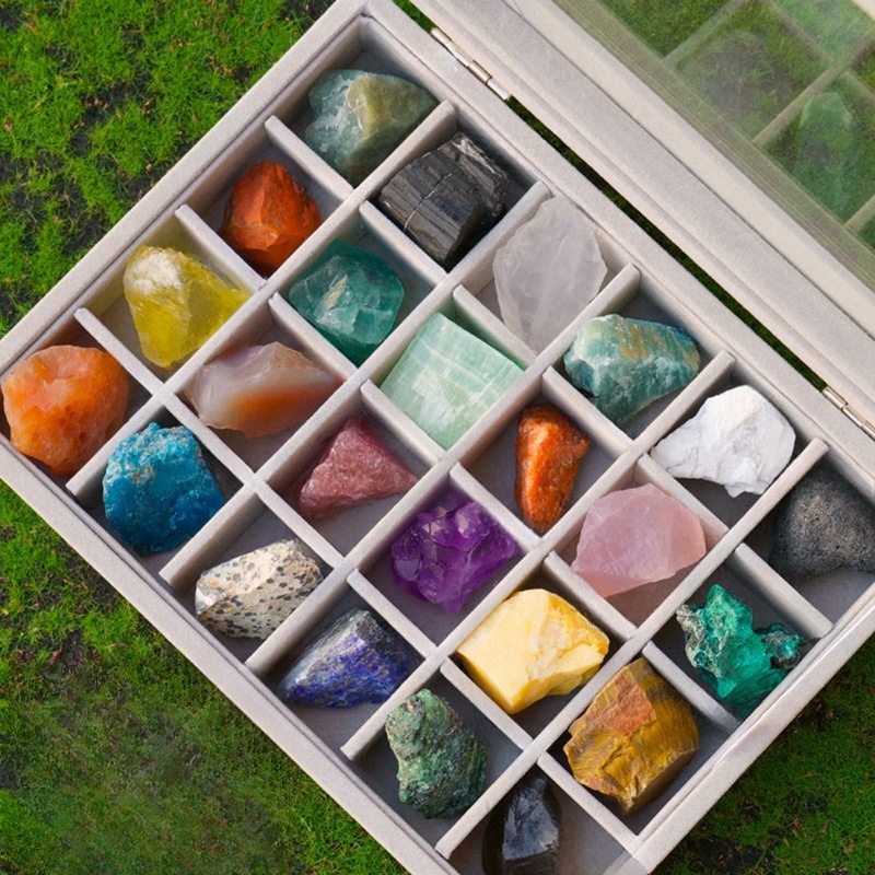 Natural crystal rough stone rolling stone set irregular agate ore specimen student science teaching gift
