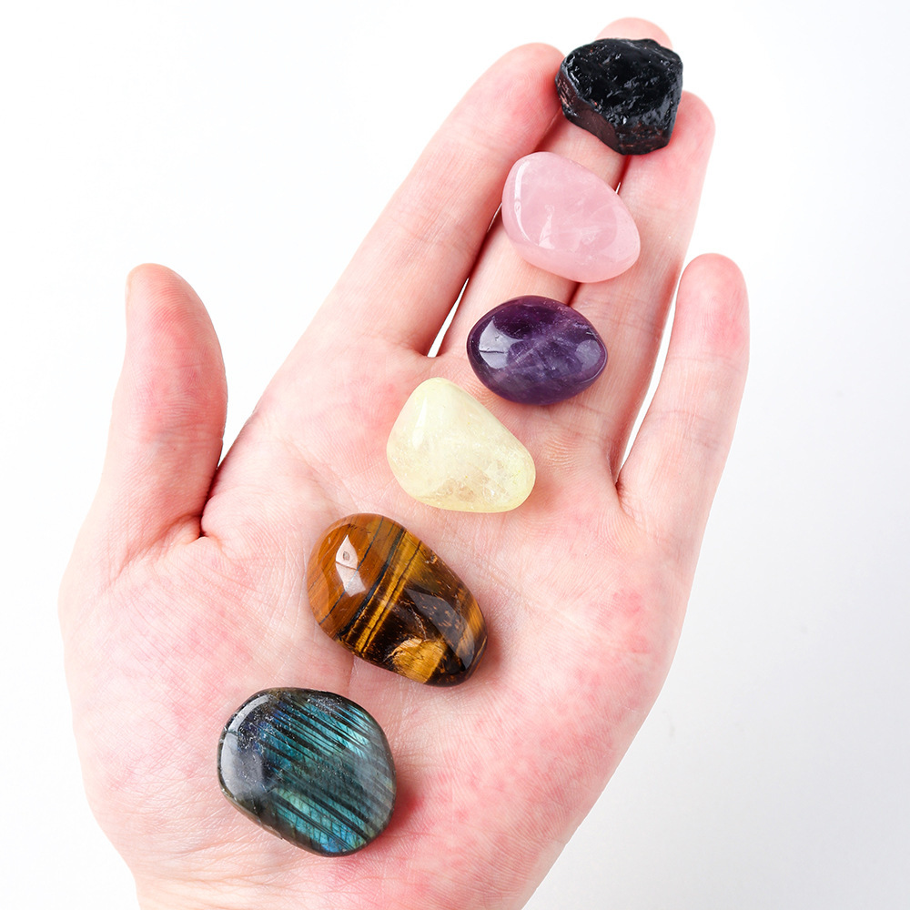 Natural crystal raw stone ore twelve constellations cloth bag set DIY mineral specimen