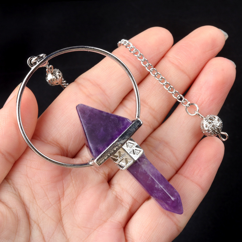 Amethyst Pyramid Hexagonal Column Pendulum Pendant Energy Amplifier Pendulum Pendant