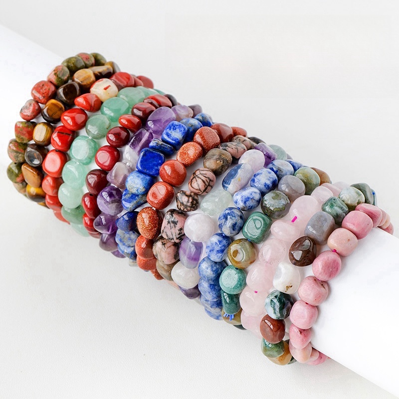 Natural crystal large grain gravel rolling stone bracelet irregular shaped jade agate bracelet