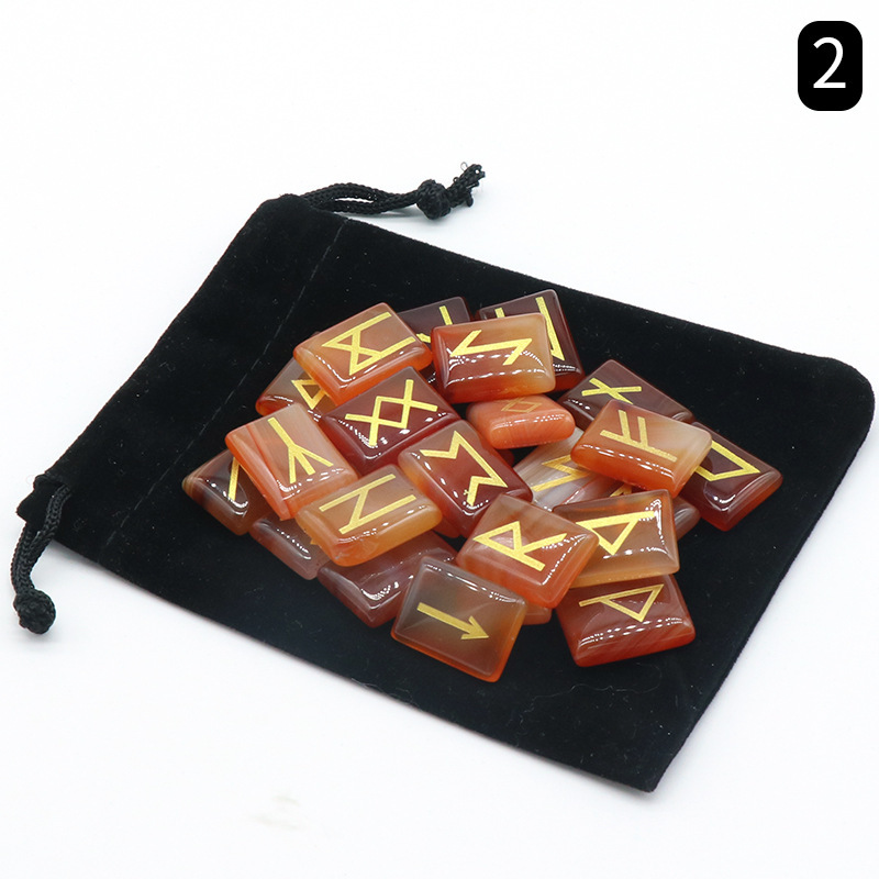 Rose Quartz Rune Letters Red Agate Obsidian Rune Lettering Semi-precious Stones 25 Pieces