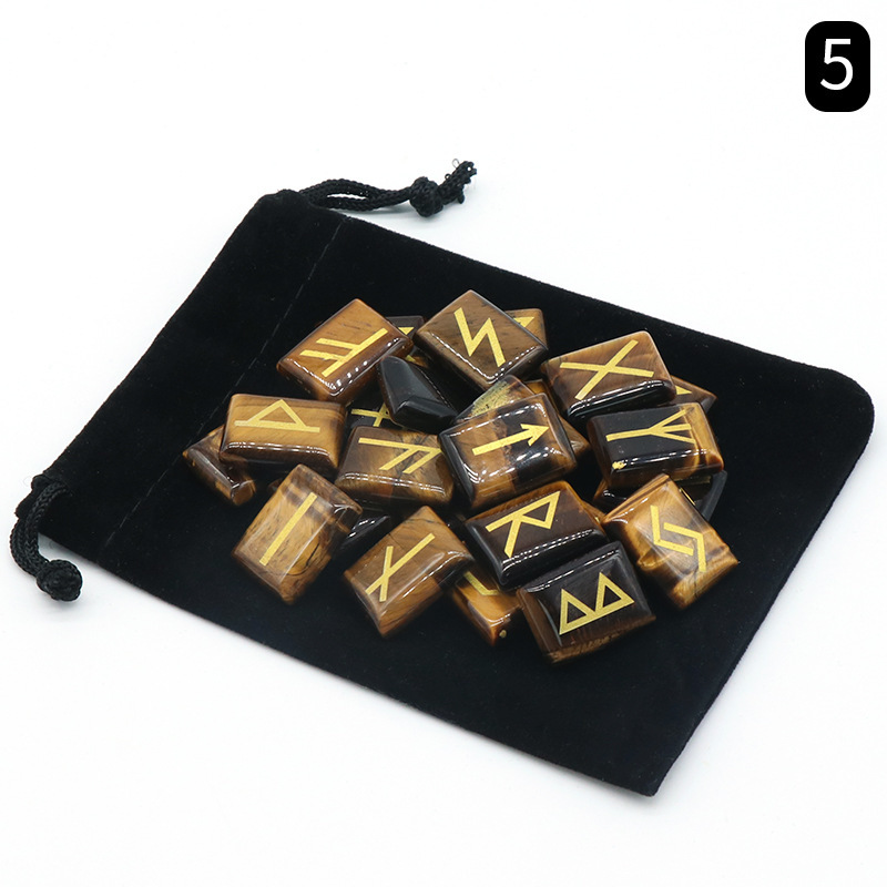 Rose Quartz Rune Letters Red Agate Obsidian Rune Lettering Semi-precious Stones 25 Pieces