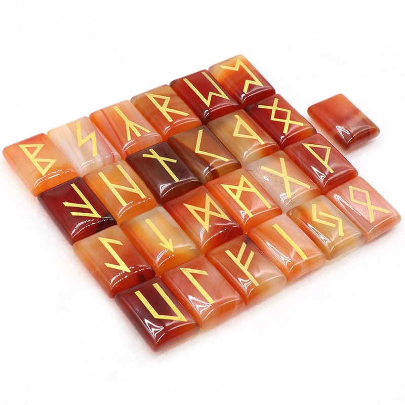 Rose Quartz Rune Letters Red Agate Obsidian Rune Lettering Semi-precious Stones 25 Pieces