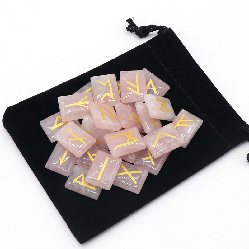 Rose Quartz Rune Letters Red Agate Obsidian Rune Lettering Semi-precious Stones 25 Pieces
