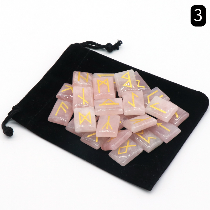 Rose Quartz Rune Letters Red Agate Obsidian Rune Lettering Semi-precious Stones 25 Pieces