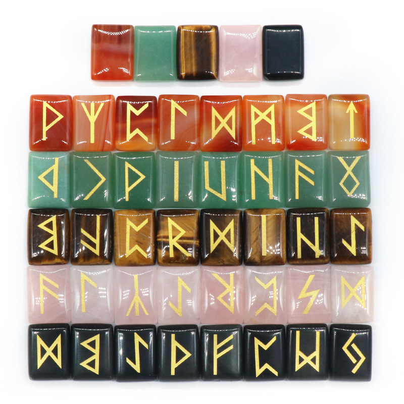 Rose Quartz Rune Letters Red Agate Obsidian Rune Lettering Semi-precious Stones 25 Pieces