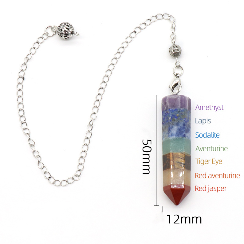 Pendulum natural crystal colorful stone pendulum colorful stone hexagonal column splicing craft pendulum pendulum