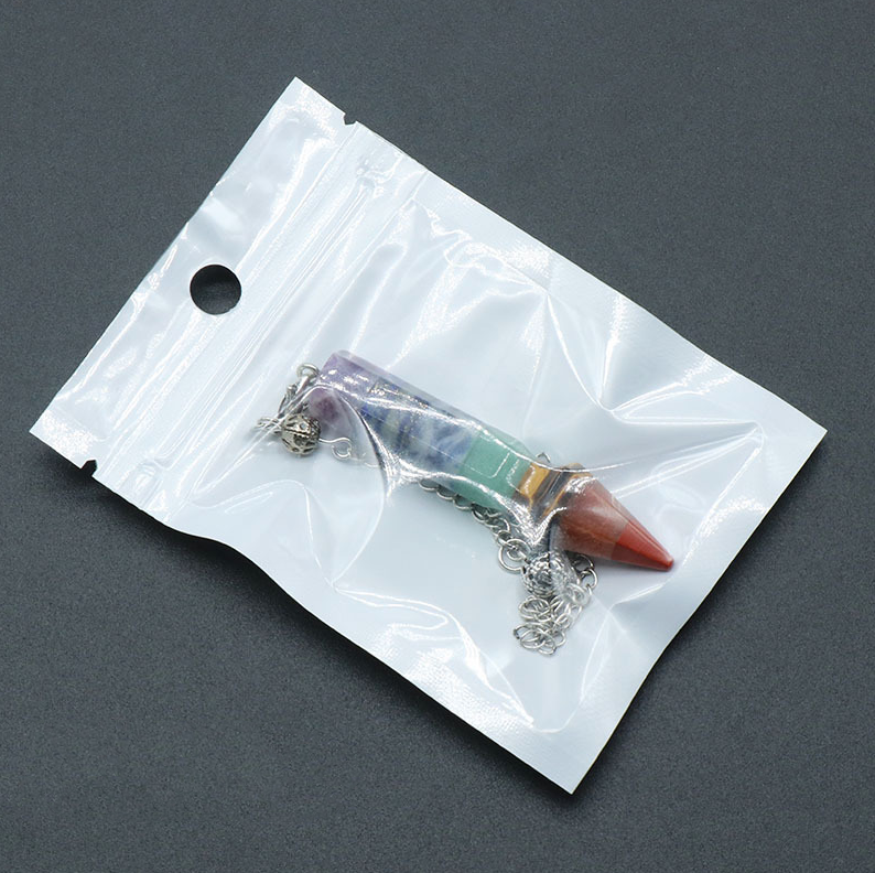 Seven Veins Yoga Pendulum Natural Crystal Colorful Stone Hexagonal Column Bullet Splicing Craft Pendulum Pendant