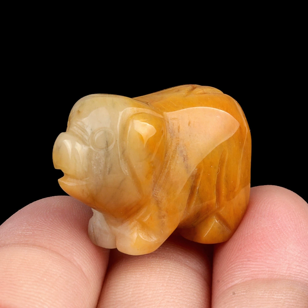 1in carved piglet natural crystal agate stone mini animal craft ornament