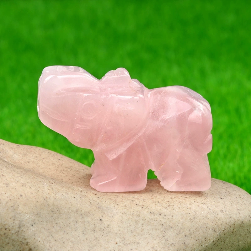 1in mini elephant natural rose quartz agate jade carving animal elephant foreign trade craft ornament