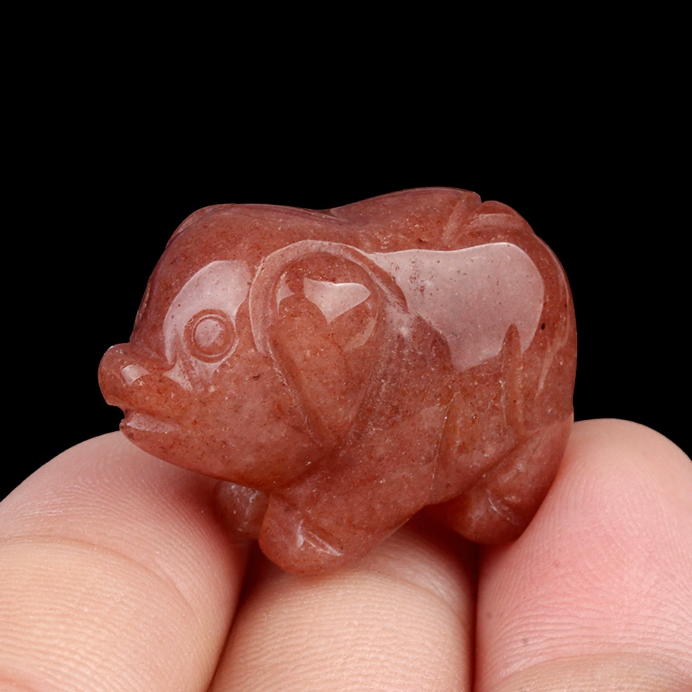 1in carved piglet natural crystal agate stone mini animal craft ornament