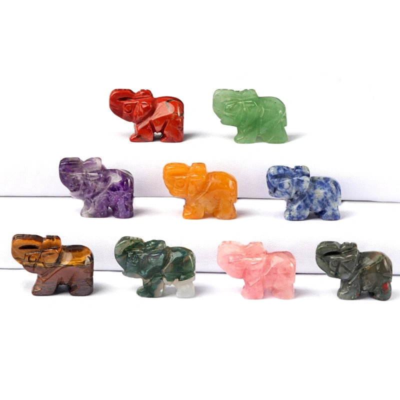1in mini elephant natural rose quartz agate jade carving animal elephant foreign trade craft ornament
