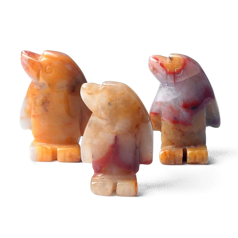 1in penguin crystal agate stone mini carved small animal semi-precious stone craft penguin ornament