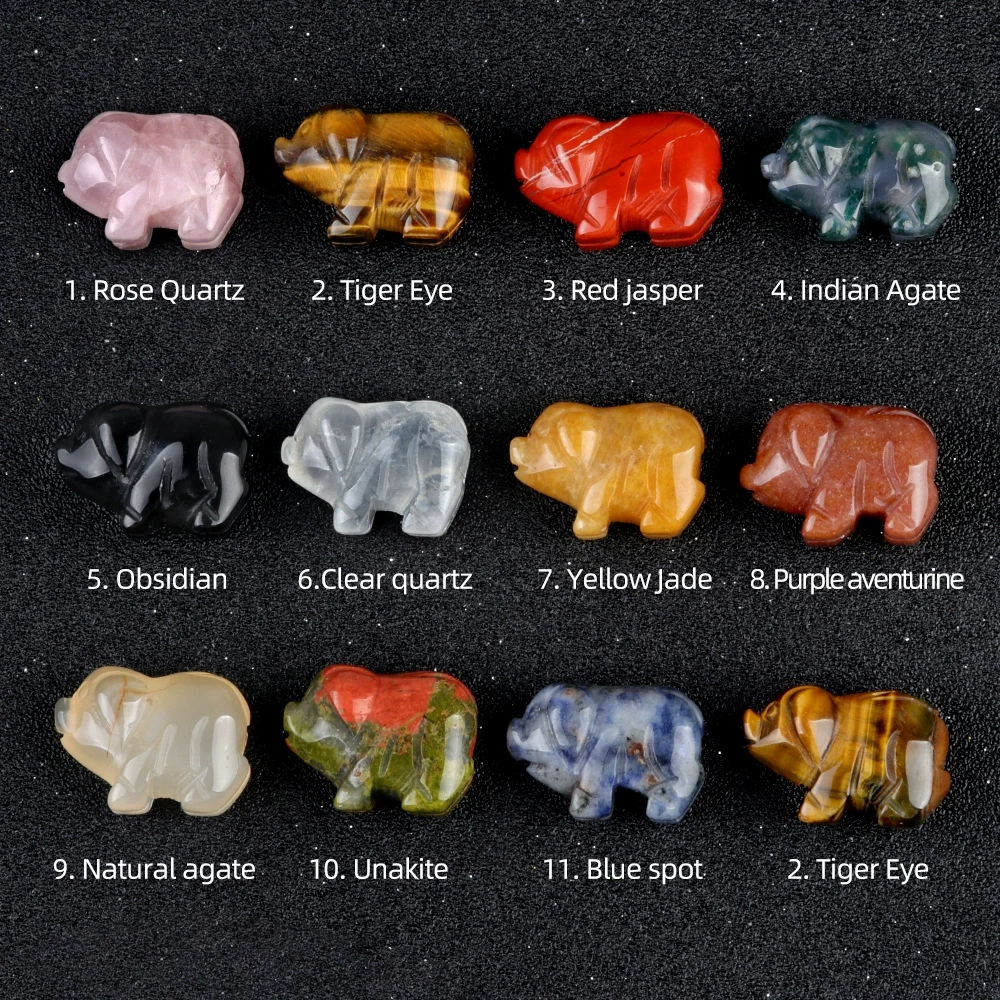 1in carved piglet natural crystal agate stone mini animal craft ornament