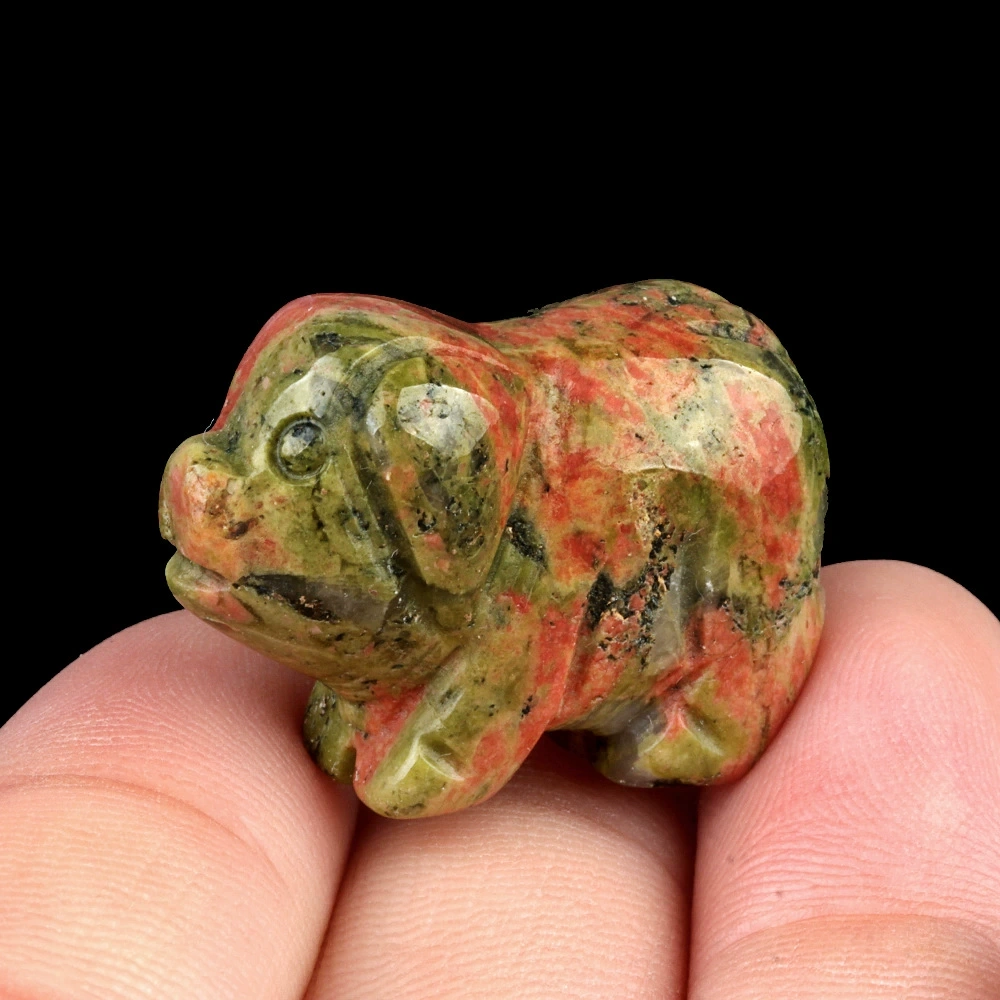 1in carved piglet natural crystal agate stone mini animal craft ornament