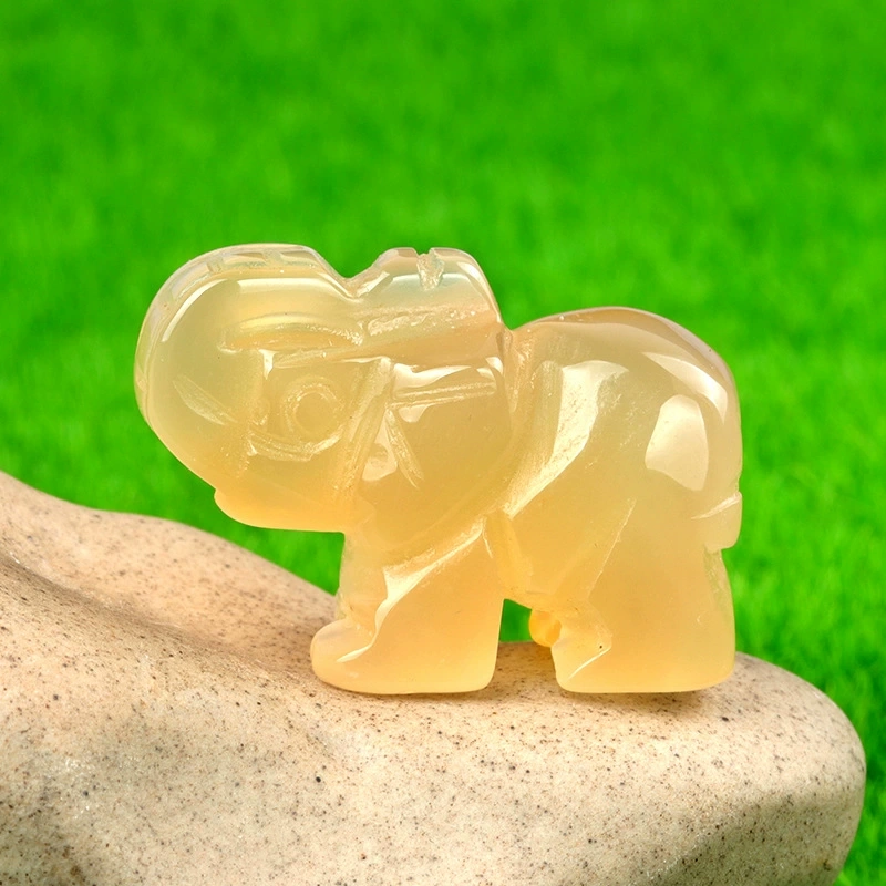 1in mini elephant natural rose quartz agate jade carving animal elephant foreign trade craft ornament