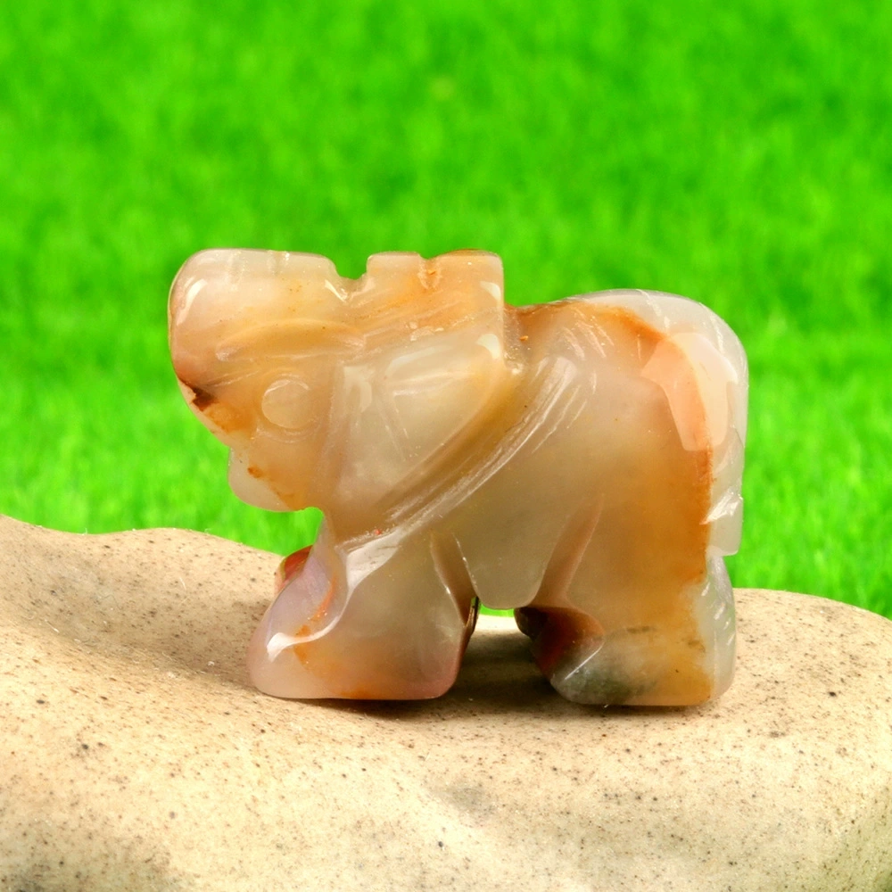 1in mini elephant natural rose quartz agate jade carving animal elephant foreign trade craft ornament
