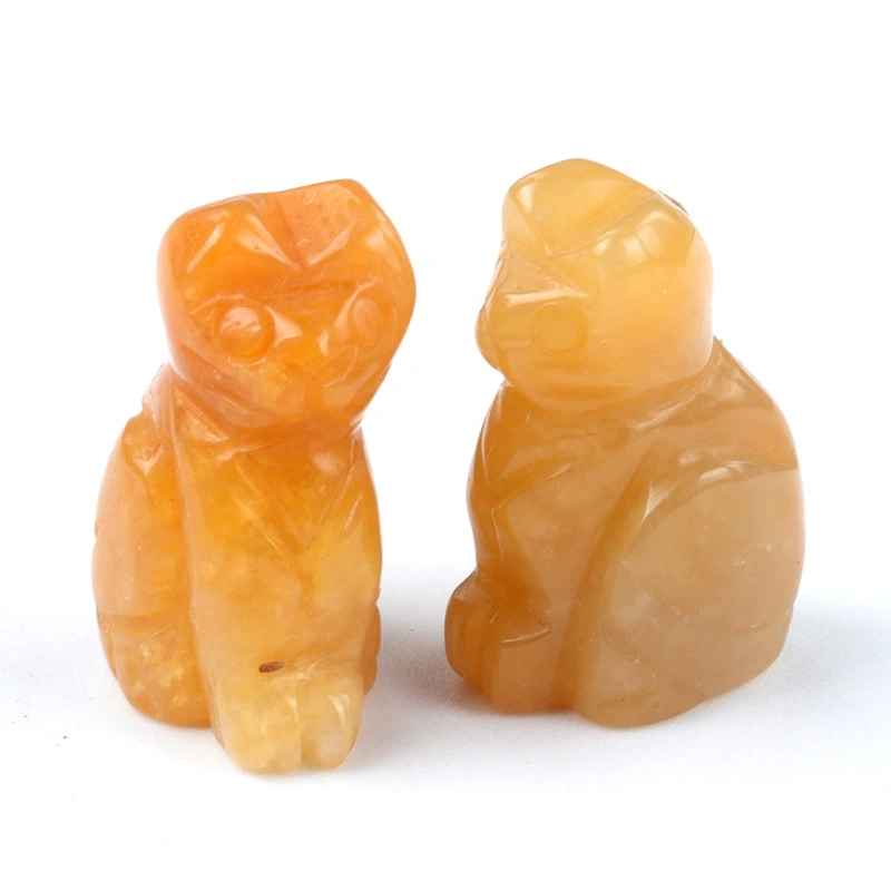 1in carved kitten natural crystal agate semi-precious stone carved animal standing cat mini decoration
