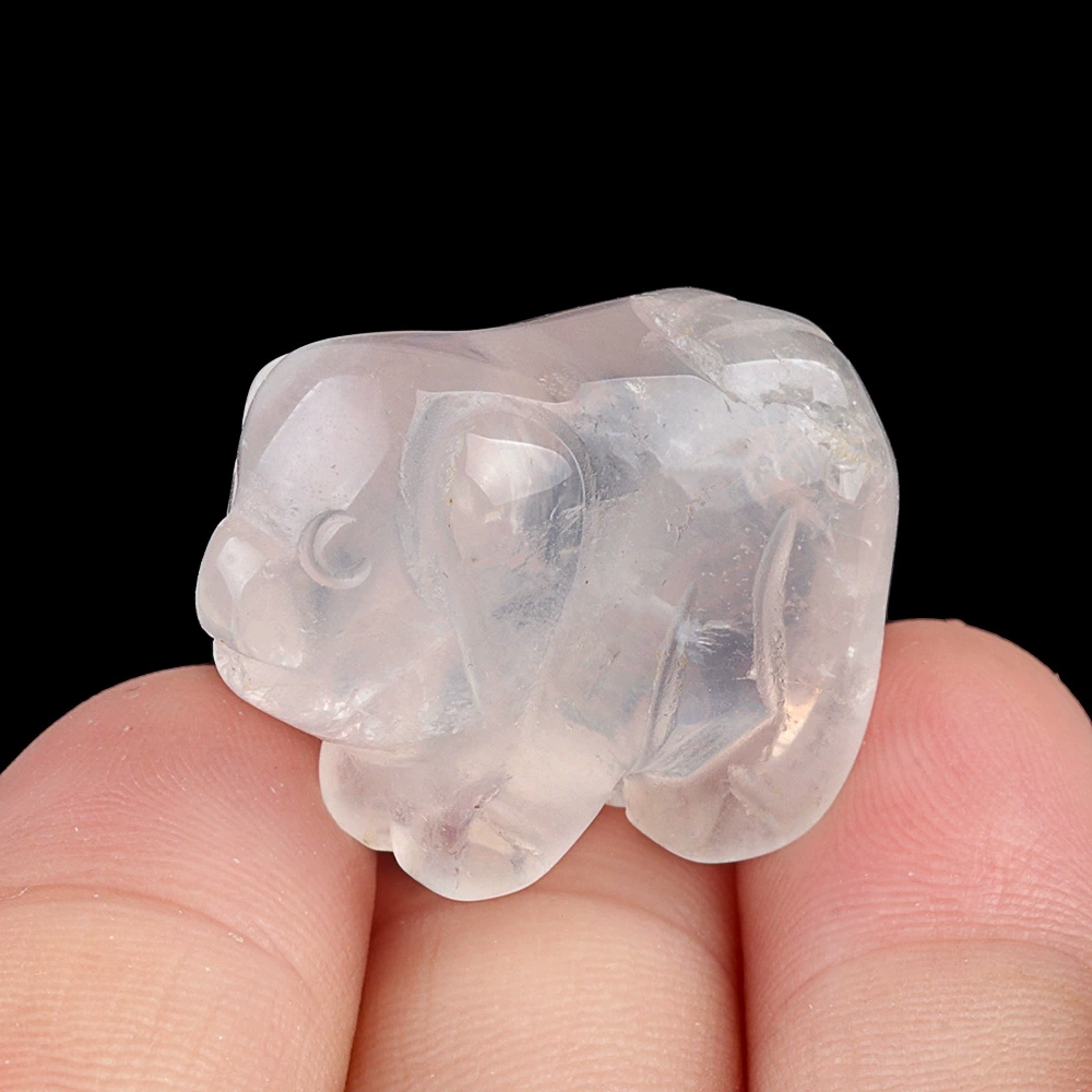 1in carved piglet natural crystal agate stone mini animal craft ornament