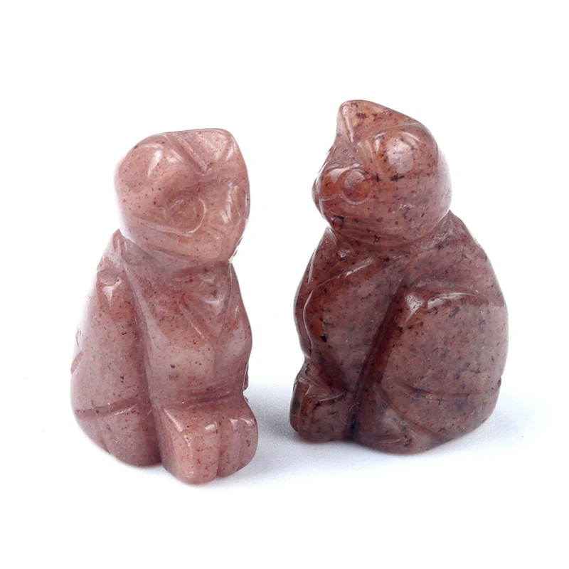 1in carved kitten natural crystal agate semi-precious stone carved animal standing cat mini decoration