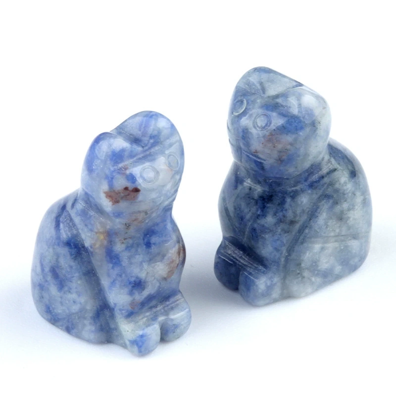 1in carved kitten natural crystal agate semi-precious stone carved animal standing cat mini decoration