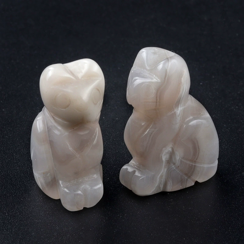 1in carved kitten natural crystal agate semi-precious stone carved animal standing cat mini decoration