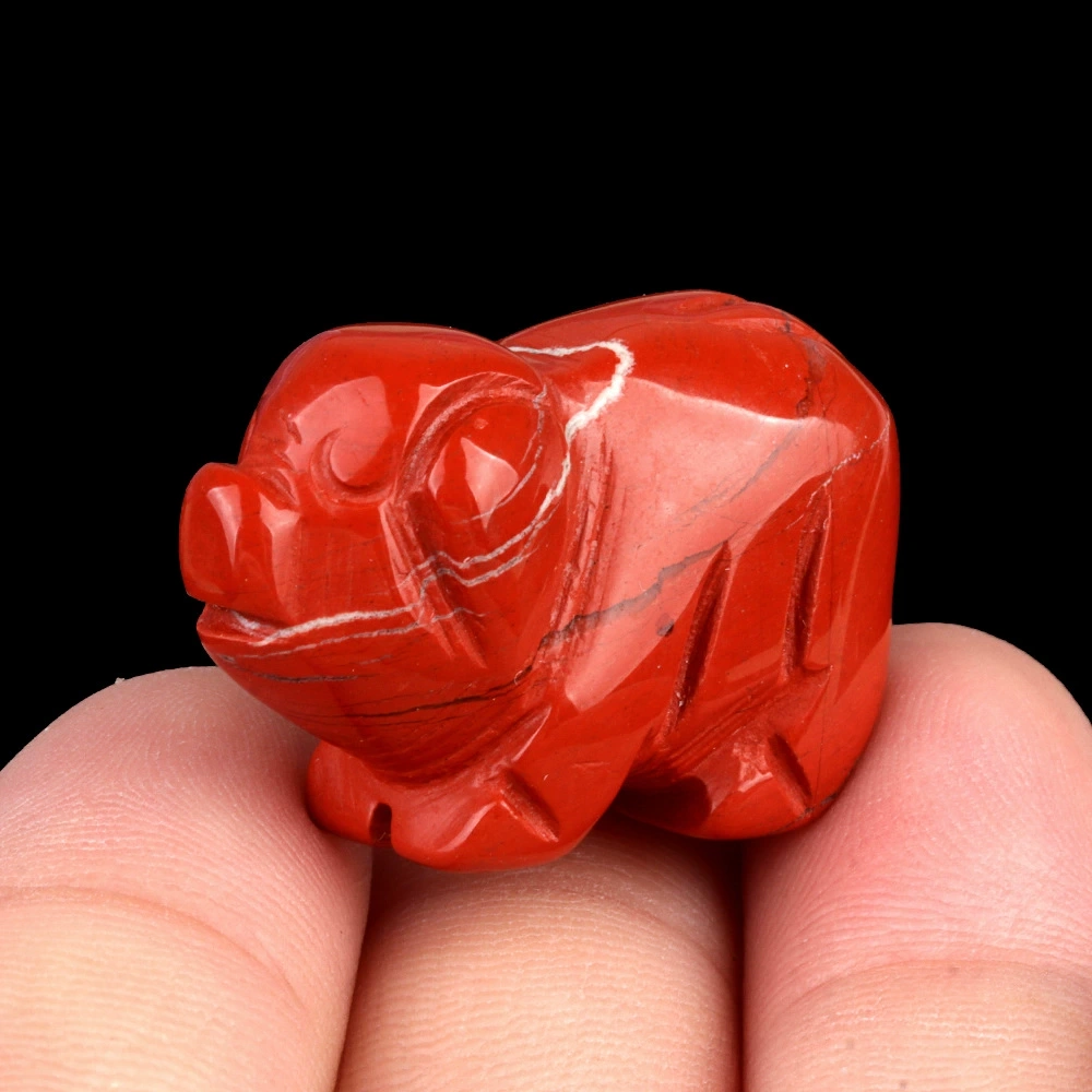 1in carved piglet natural crystal agate stone mini animal craft ornament