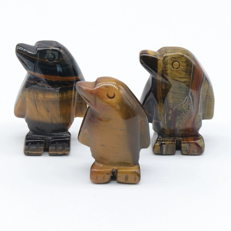 1in penguin crystal agate stone mini carved small animal semi-precious stone craft penguin ornament