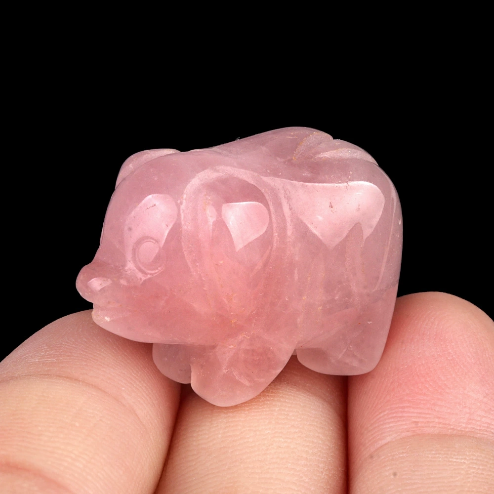 1in carved piglet natural crystal agate stone mini animal craft ornament