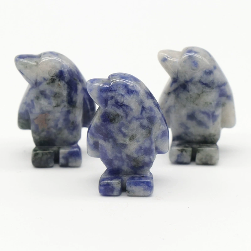 1in penguin crystal agate stone mini carved small animal semi-precious stone craft penguin ornament