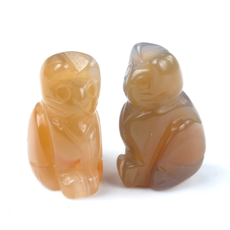 1in carved kitten natural crystal agate semi-precious stone carved animal standing cat mini decoration