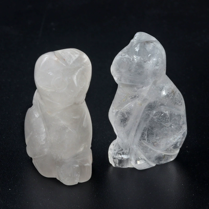1in carved kitten natural crystal agate semi-precious stone carved animal standing cat mini decoration