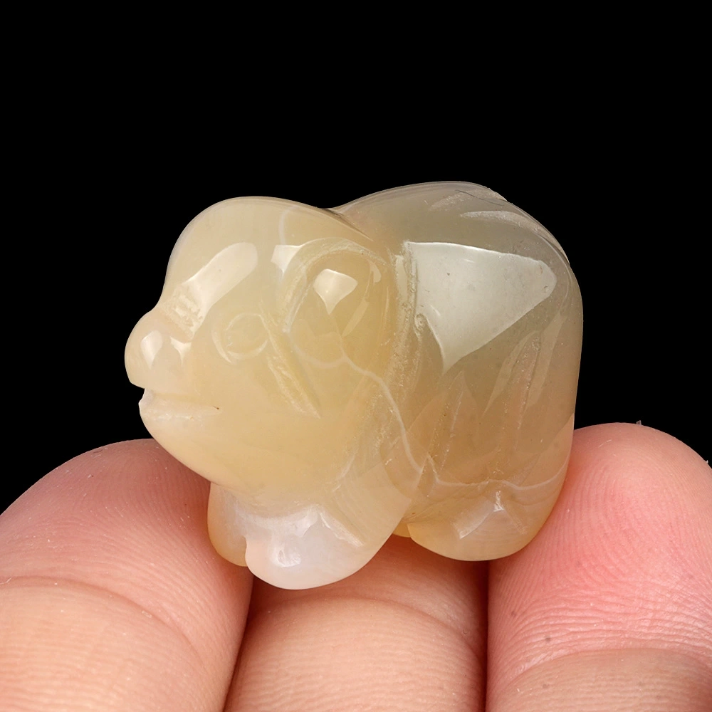 1in carved piglet natural crystal agate stone mini animal craft ornament