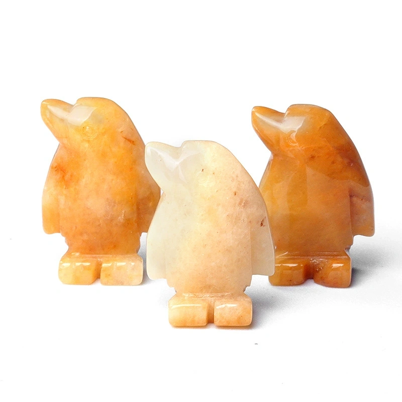 1in penguin crystal agate stone mini carved small animal semi-precious stone craft penguin ornament