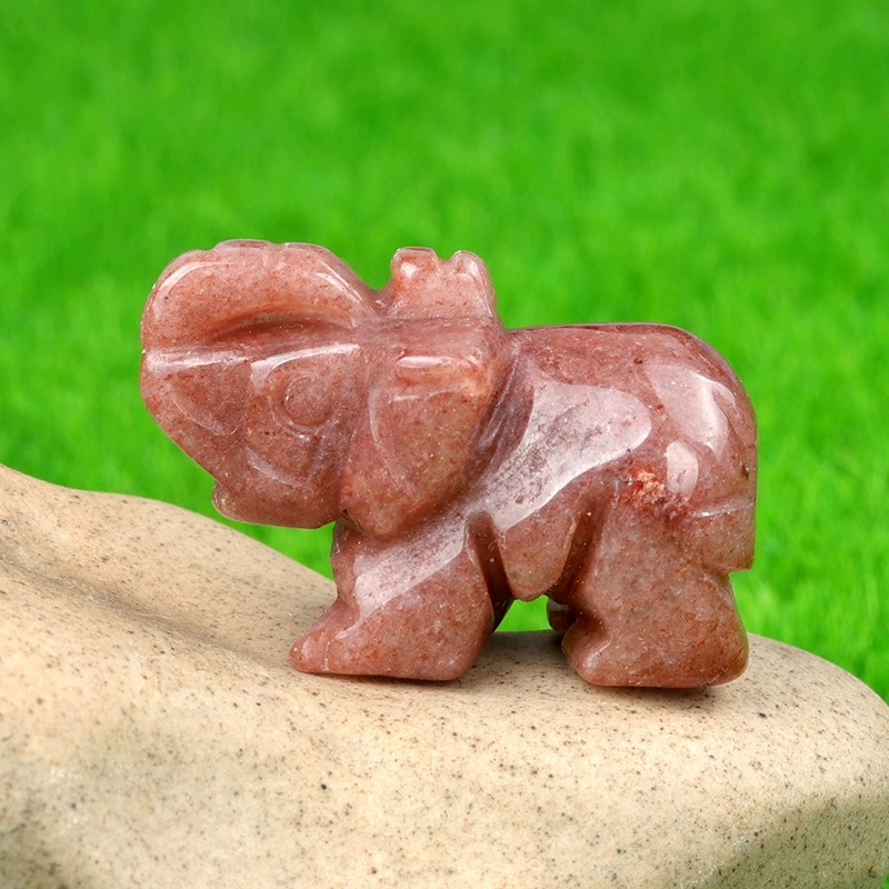 1in mini elephant natural rose quartz agate jade carving animal elephant foreign trade craft ornament