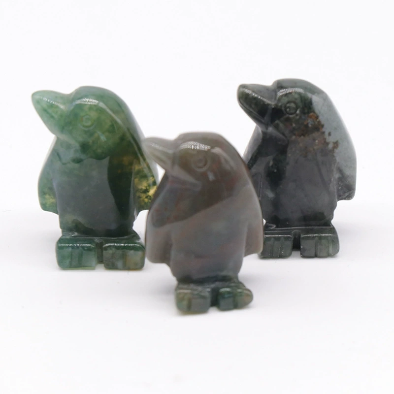 1in penguin crystal agate stone mini carved small animal semi-precious stone craft penguin ornament