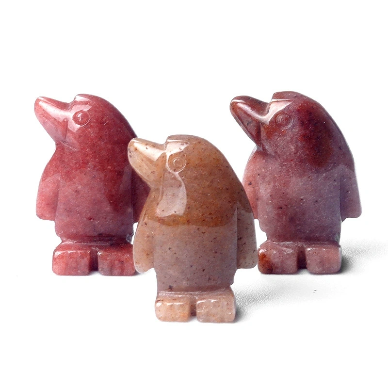 1in penguin crystal agate stone mini carved small animal semi-precious stone craft penguin ornament