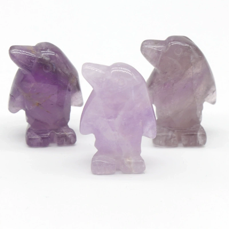 1in penguin crystal agate stone mini carved small animal semi-precious stone craft penguin ornament