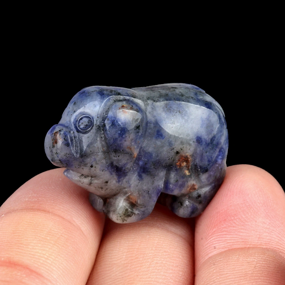 1in carved piglet natural crystal agate stone mini animal craft ornament